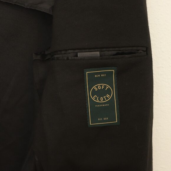 SOFT CLOTH Men's Studio Suit Jacket 40 Jersey Wool Blend Solid Black NEW B32 - Picture 5 of 6